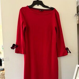 Talbots Red Sheath Dress 100% Cotton Size Small